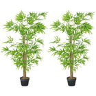 Outsunny 5' Artificial Bamboo Tree in Pot - Green - 2 Pack-Comes as a two-piece set for a fuller, coordinated display 
