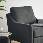 Modway Corland Upholstered Fabric Armchair - Charcoal-Powder-Coated Metal Legs