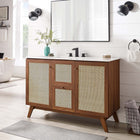 Modway Soma 48" Single Sink Bathroom Vanity - Walnut/White-Metal Doorknobs