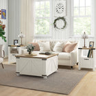 HOMCOM Side Table with Storage - White-An open shelf, a drawer and a tabletop for holding daily essentials and decors