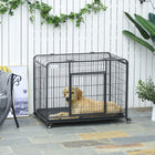 PawHut 43" Folding Heavy Duty Dog Crate - Grey-Each bar is securely welded to the frame for stability and security 