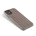 Gry Mattr Pinstripe Fabric Case for iPhone 11, XR - Brown-Slim Design