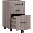 HOMCOM 3-Drawer Letter/A4 Filing Cabinet with Hanging Bars - Grey-Upper 2 drawers provide extra storage spaces
