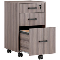 HOMCOM 3-Drawer Letter/A4 Filing Cabinet with Hanging Bars - Grey-Upper 2 drawers provide extra storage spaces
