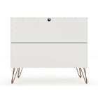 Manhattan Comfort Rockefeller 35.24" Mid-Century Modern 3-Drawer Dresser 2-Piece Set - White-Home Assembly Required. All Hardware Included