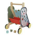 Manhattan Toy Wildwoods Owl Wooden Cart Shape Sorter-Peek-a-boo mirror with fabric leaves