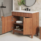 Modway Miles 36" Bathroom Vanity - White/Walnut-Ceramic Sink Basin