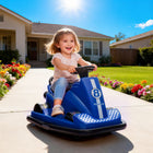 Qaba 6V Electric Bumper Car for Kids with 360 Degree Spin and Dual Motors - Blue-The rubber bumper edges absorb impacts, protecting kids and surroundings