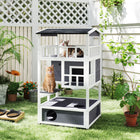 PawHut 4-Floor Outdoor Wood Cat House with Condo Entrances and Perch - Grey-4 floors for ample space 
