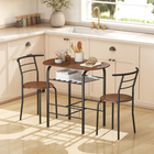 HOMCOM 31.5" 3-Piece Dining Set with Storage Shelf - Natural-Wood-effect top and metal frame add a modern, industrial touch to your room