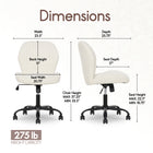 Elle Decor Kylian Fabric Task Chair - Cream-Casters are designed for carpet use and not recommended for tile or hardwood floors