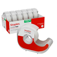 Staples Invisible Tape with Dispenser - 3/4" W x 18.05 yds L - 6 Pack-Packaging May Vary, Same Great Value