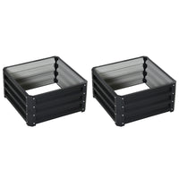 Outsunny Raised Garden Bed with Galvanized Steel Frame - 23.5" L x 23.5" W x 12" H - Grey - 2 Pack-Set of two galvanized metal steel planter box 