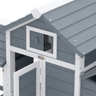 PawHut 60" Small Wooden Chicken Coop with Removable Tray - White-Non-slip ramp allows chickens to easily enter the raised house 