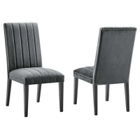 Modway Catalyst Performance Velvet Dining Side Chairs - Grey - Set of 2-Glam Deco Dining Chairs