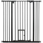 PawHut 41" Pet Gate with Walk Through Door - Black-Double locking system ensures your pet is secured in a place and provide maximum safety