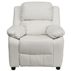 Flash Furniture Deluxe Padded Contemporary Vinyl Kids Recliner with Storage Arms - White-Flip-Up Storage Arms