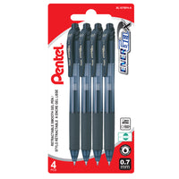 Pentel EnerGel-X Gel Roller Pens - 0.7mm - Black - 4 Pack  -Black ink