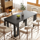 HOMCOM 23.6"-70.9" Rectangular Extendable Dining Table for 6-8 - Distressed Black-Easily reduces to the size of a side table