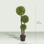 HOMCOM 45" Artificial Boxwood Triple Ball Topiary Tree - Green - 2 Pack-Robust nursery pots provide stable bases 