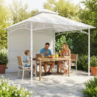Outsunny 10 ft W x 10 ft L Patio Gazebo - Double Roof Outdoor Gazebo - Cream White-Roof drainage holes prevent water pooling