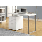 Monarch Specialties 7027 48" Computer Desk - White Left Or Right Facing-Durably designed with a white laminate finish and a sturdy grey metal u-shaped leg for a contemporary look, with an easy to clean top perfect for study, writing, or working on your laptop.