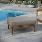 Modway Wren Outdoor Patio Teak Wood Ottoman - Natural/Driftwood-Removable Cushions