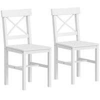 HOMCOM Farmhouse Wood Dining Chairs with Cross Back - White - Set of 2-Packaged in a set of two for dinner, conversation, and more