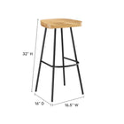 Modway Concord Backless Wood Bar Stools - Oak - Set of 2-Contoured Seat