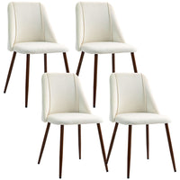 HOMCOM Dining Chairs in Velvet Accent - Cream White - Set of 4-Packaged in a set of 4, use it for sitting down for dinner, conversation, and more