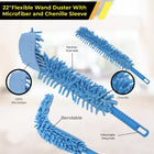 Gritt Commercial 22" Flexible Wand Duster with Microfiber and Chenille Sleeve - 48 Pack-Easily traps and removes dirt and dust
