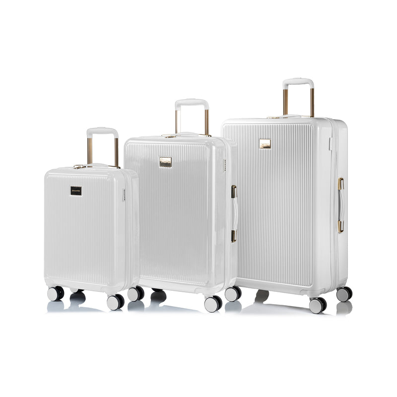 Champs Luxe 3-Piece Hardside Luggage Set - Expandable - White