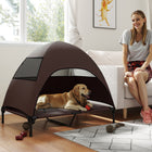 PawHut Outdoor Elevated Dog Bed with Canopy Raised Dog Bed - Coffee-7.1"(18 cm) elevation prevents moisture and ensures stability