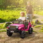 Qaba 12V Kids Ride on Truck Car with Remote Control, Openable Doors - Pink-Slow start and spring suspension ensure smooth rides on varied surfaces 