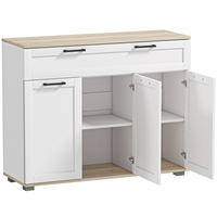HOMCOM 40" Modern Sideboard Buffet Cabinet with Drawers & Storage Doors - White-Includes a wide drawer and two cabinets, providing ample organized storage