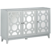 HOMCOM 47.2" L Mirrored Sideboard Buffet Cabinet - Gray-Three mirrored door fronts adds a sense of modern chic to this antique piece