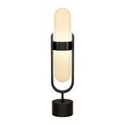 Hudson&Canal Blair Pill-Shaped Table Lamp with Milk Glass Shade - Blackened Bronze/White-Includes a 6 ft. cord with rocker switch