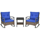 Outsunny 3-Pieces Rocking Chair Set with Padded Cushions-Rocking chair set include 2 rocker chairs, and a coffee table with bottom storage for stylish outdoor living 
