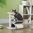 PawHut 17" Small Cat Tree with Rotatable Top Pole - Light Grey-Soft and warm plush fabric makes it the greatest retreat, easy to clean 