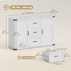 HOMCOM 47" Modern Sideboard Buffet Cabinet with Drawers & Storage Doors - White Wood Grain-The 47.2" wide top holds a TV up to 19.7" inches or displays decor