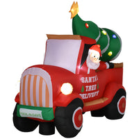 HOMCOM 6' Lit Inflatable Santa on Truck Christmas Yard Decoration-Create a stunning Christmas display featuring Santa Claus driving a truck 