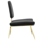 Modway Ponder Performance Velvet Lounge Chair - Black-Gold Stainless Steel Frame