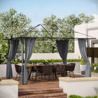 Outsunny 10' L x 12' W Gazebo Curtains with Zipper Doors, Hooks/C-Rings for Patio, Only Curtains - Dark Grey-Made of tough and high. -quality polyester fabric