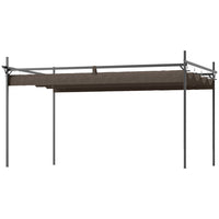 Outsunny Outdoor Gazebo, Retractable Pergola Canopy - 10' x 10' - Brown-Adjustable canopy slides for sunlight control and airflow enhancement 