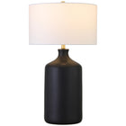 Hudson&Canal Sloane 29" Tall Ceramic Table Lamp with Fabric Shade - Matte Black/White-Paired with a white drum fabric shade