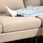 HOMCOM U-Shaped Sofa with Double Chaise Lounge for Living Room - Beige-Robust steel frame and wood legs for stability
