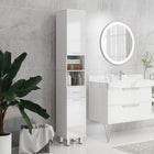Kleankin Bathroom Storage Cabinet with Toilet Paper Holder - High Gloss White-The shelves inside the cabinets are 3-level adjustable for flexible storage