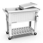 Permasteel 80 qt Furniture Style Patio Cooler with Divider - White-Bottom shelf for additional storage 