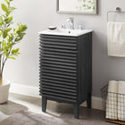 Modway Render 18" Bathroom Vanity Cabinet - Charcoal/White-Adjustable Storage Shelf