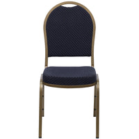Flash Furniture HERCULES Series Dome Back Stacking Banquet Chair in Navy Patterned Fabric - Gold Frame-Multipurpose Banquet Chair